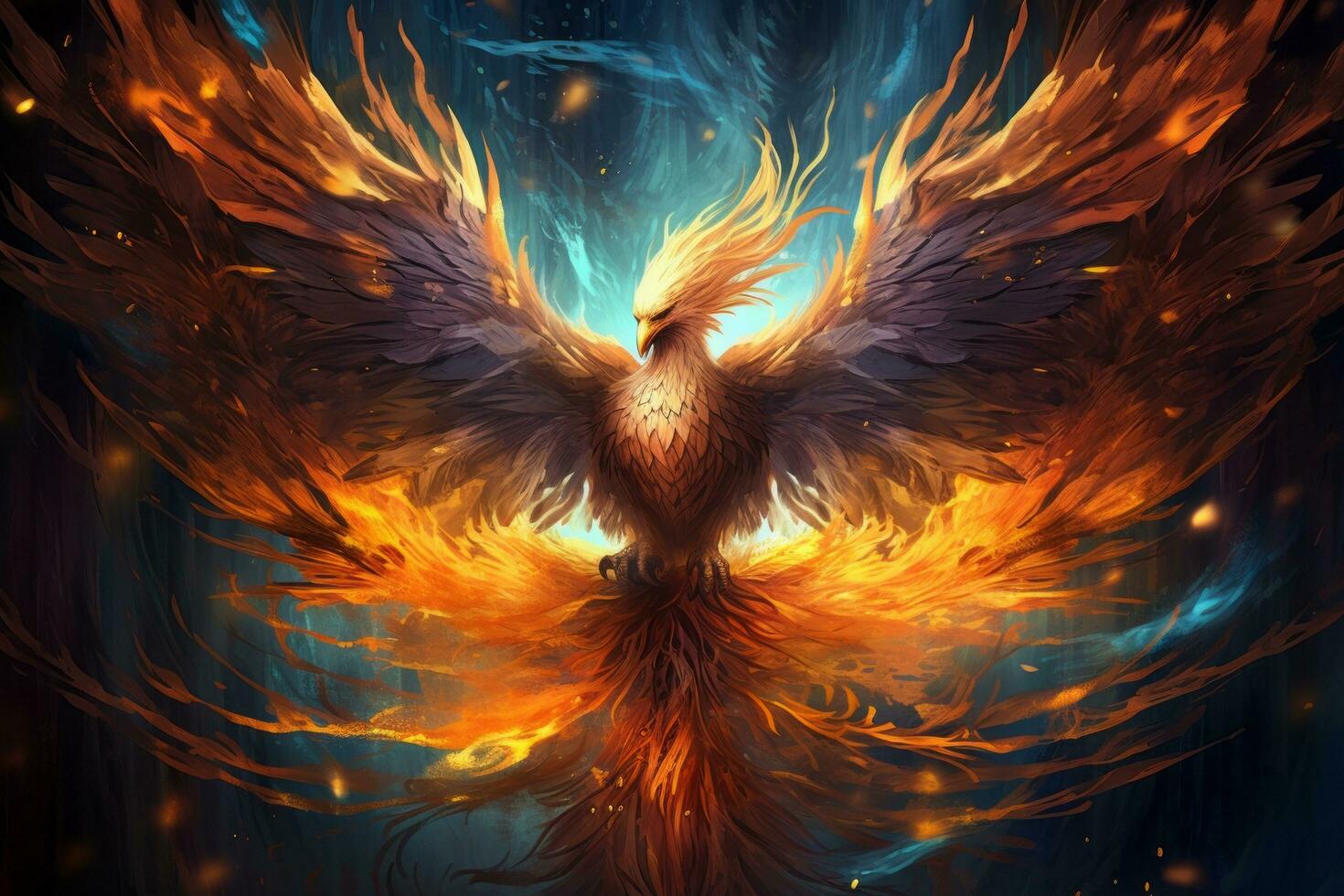 Magic phoenix bird background photo