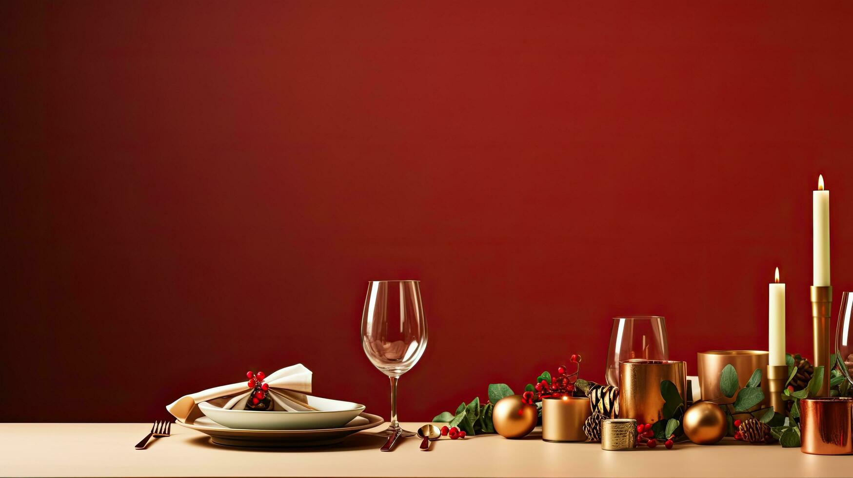 Christmas dinner table background photo