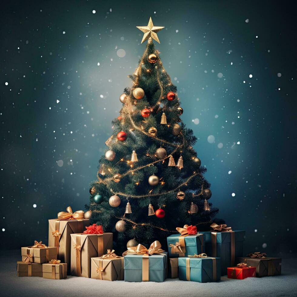 Christmas tree with presents photo