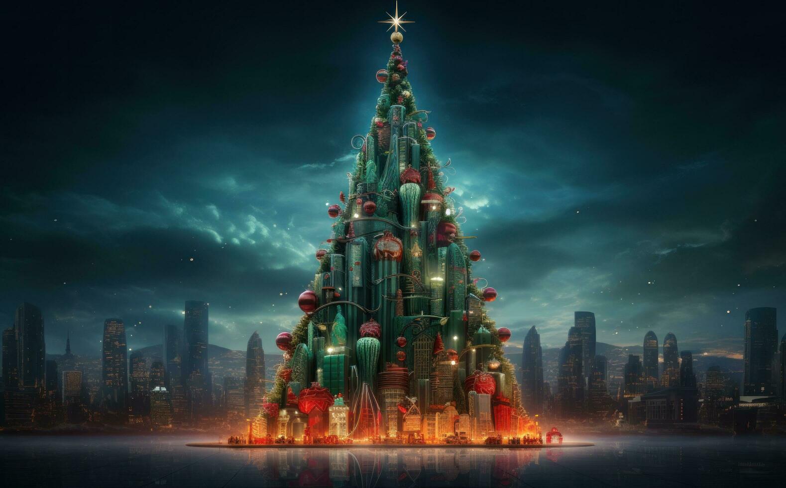 Christmas tree with presents photo