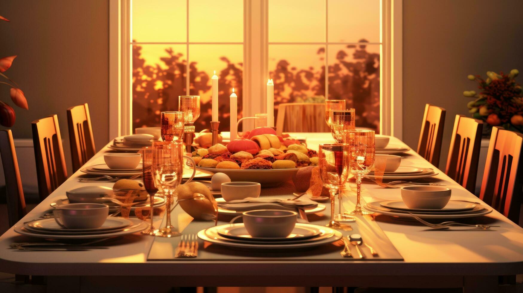 Thanksgiving dinner table background photo