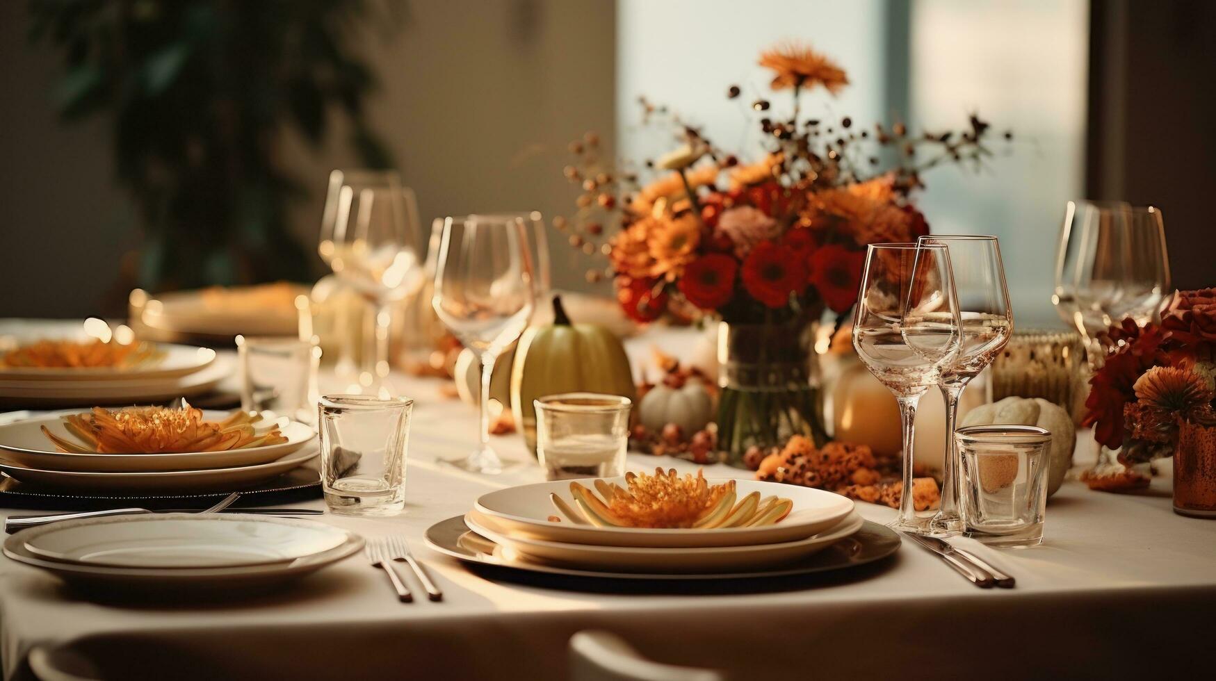 Thanksgiving dinner table background photo