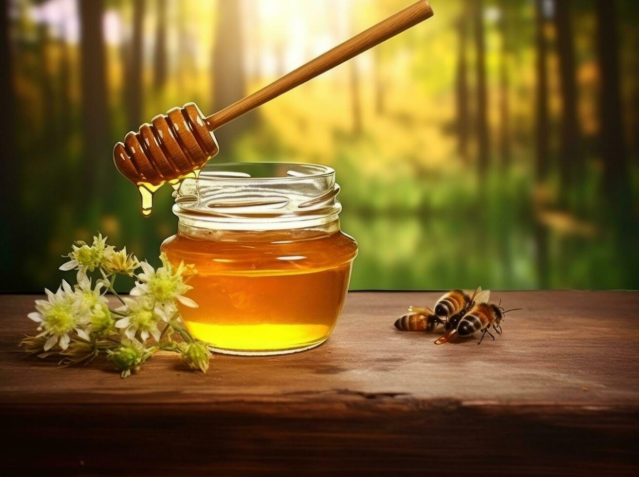 Jar with sweet honey photo