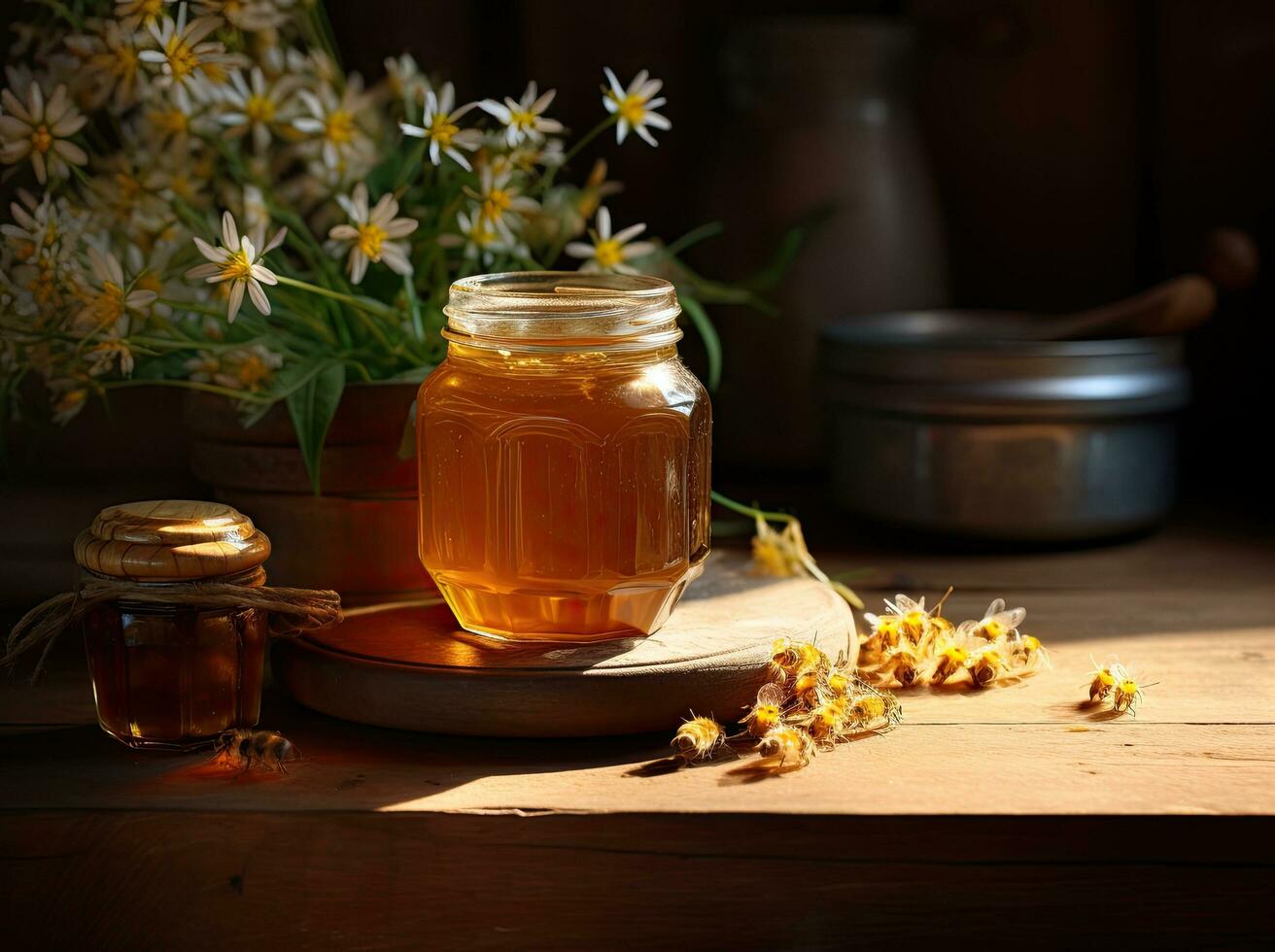 Jar with sweet honey photo