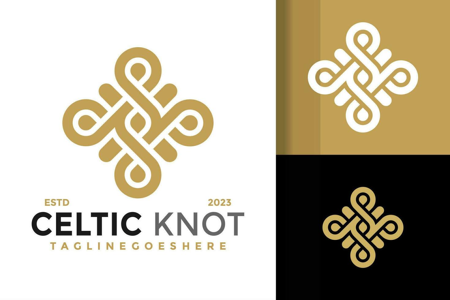 Celtic knot leaf logo design vector symbol icon illustration