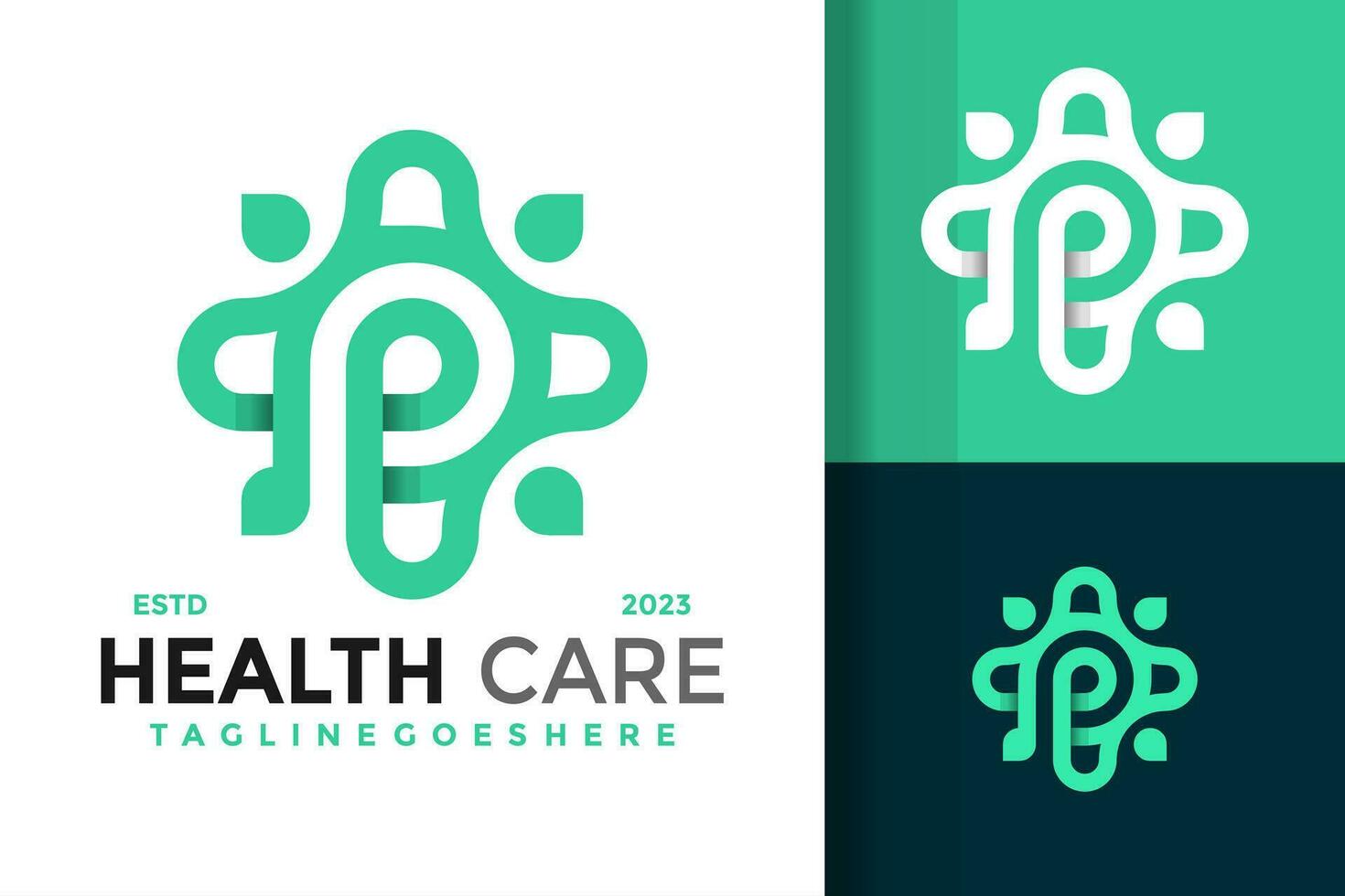 Letter P health care medical logo design vector symbol icon illustration