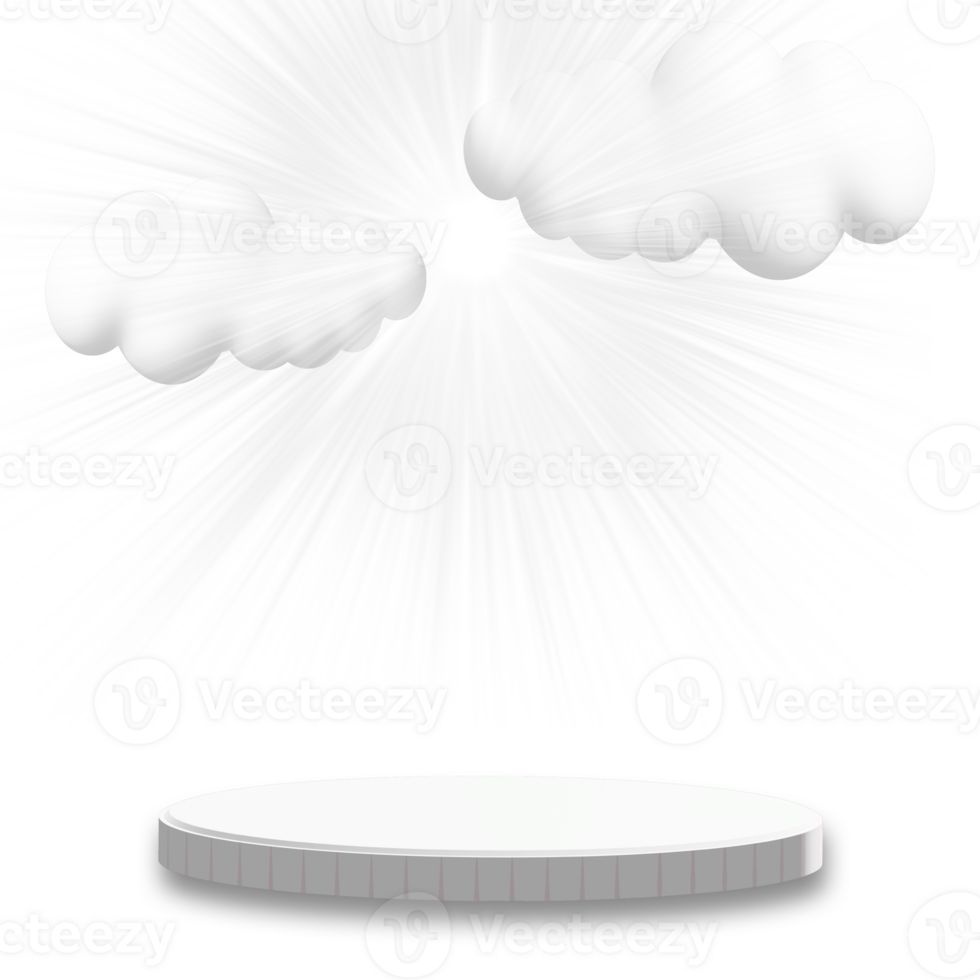 podium with clouds and light effect png