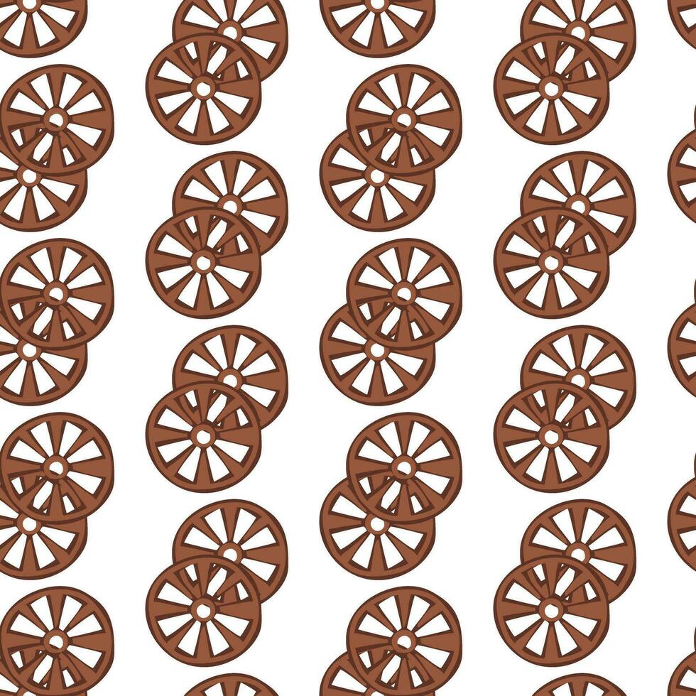 modelo de un antiguo de madera rueda en un blanco antecedentes. sin costura modelo en un vaquero tema. vector textura. impresión en textiles y papel. el embalaje es sencillo