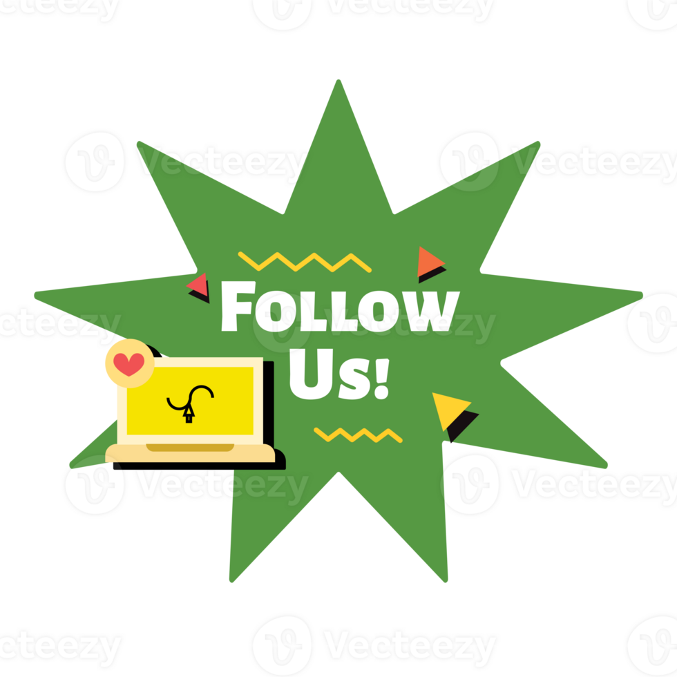 follow us  sticker retro png