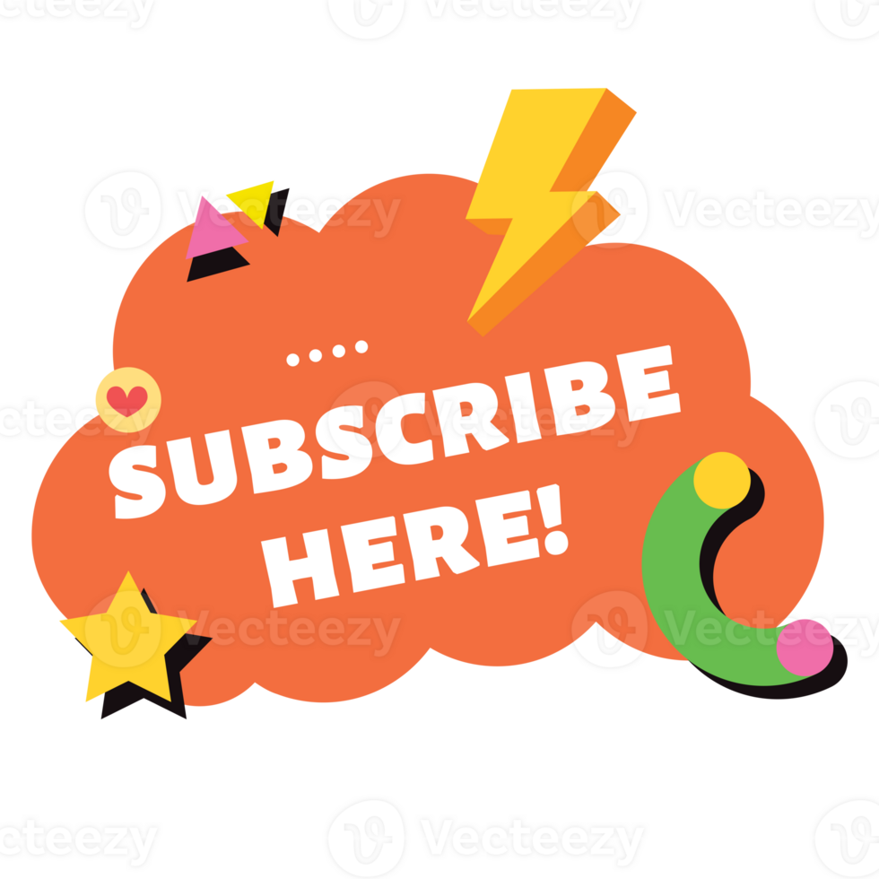 subscribe here  sticker retro png