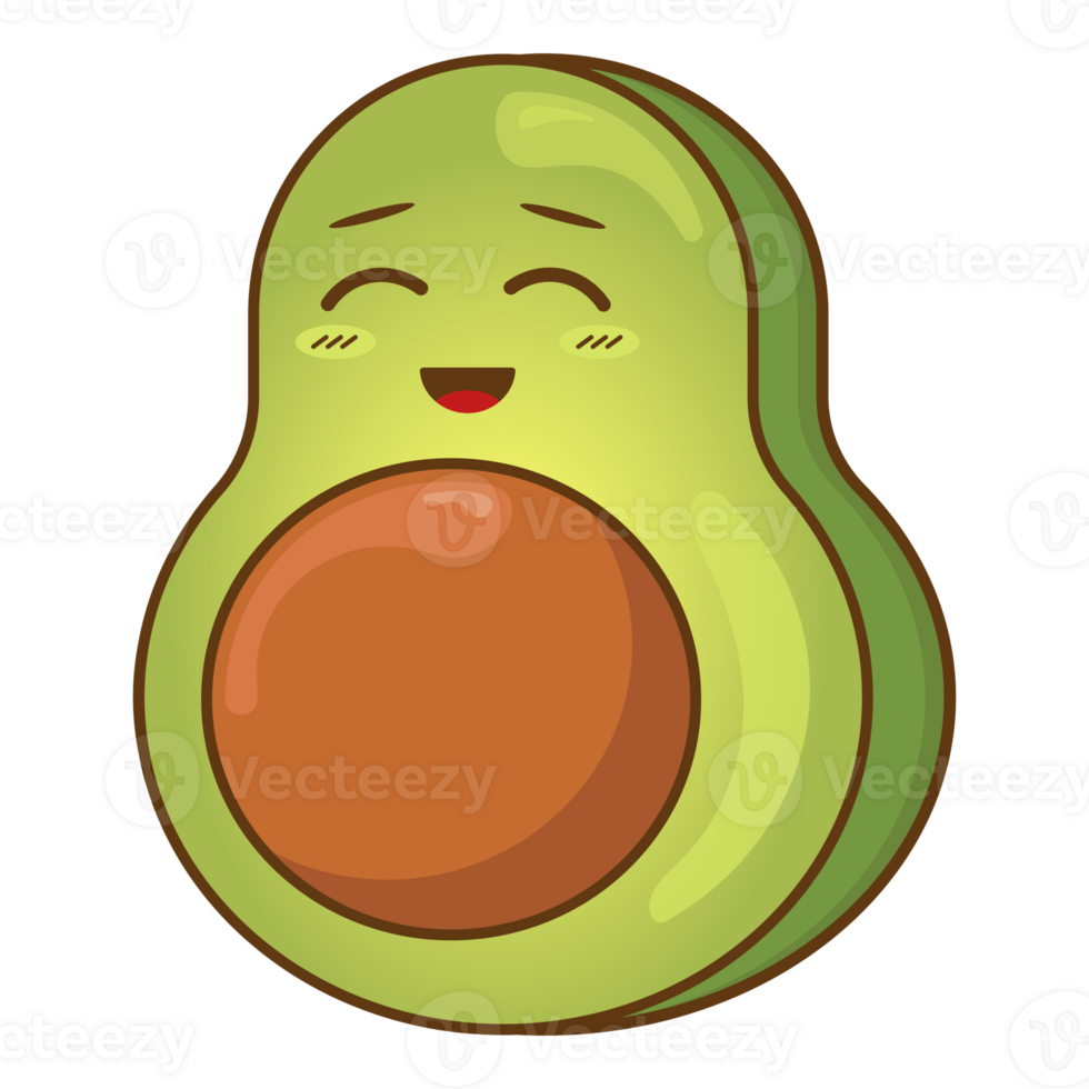 adesivo sorrir abacate kawaii estilo. fofa png ilustração fruta e vegetal personagens