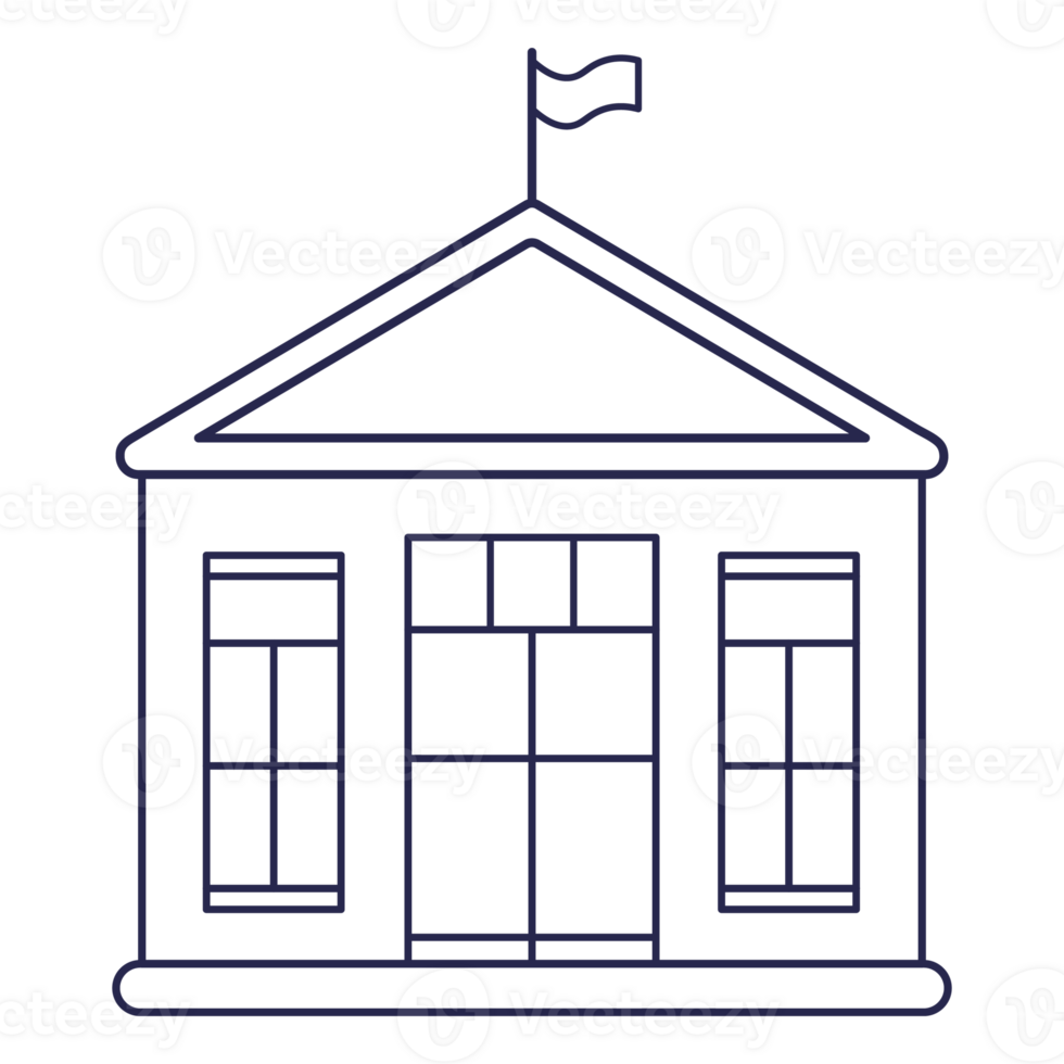 School Building Line Style b png