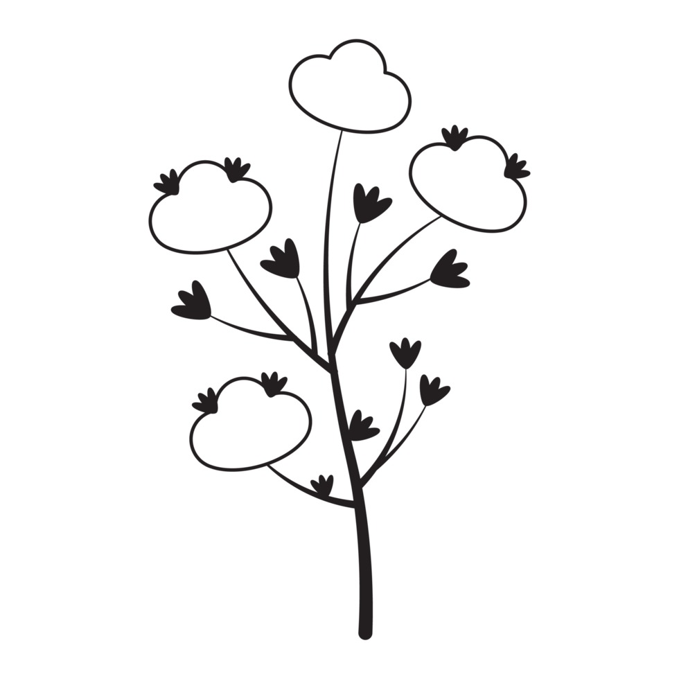 Autumn Flower Graphic Sketch Drawing Outline Style png