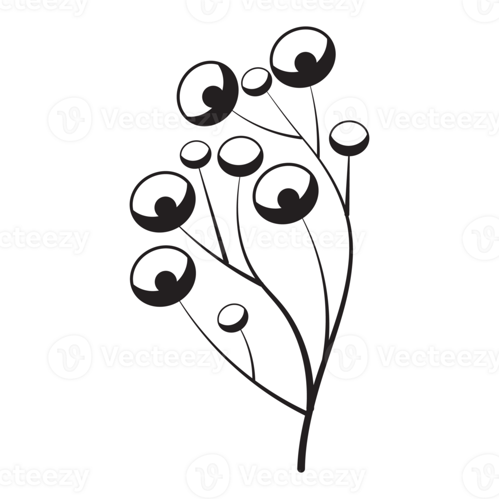 Round Leaf Flower Graphic Sketch Drawing Outline Style png