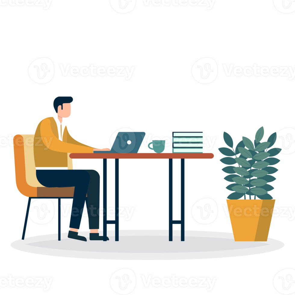 Man Working Peaple Working Illustration Fill Style png
