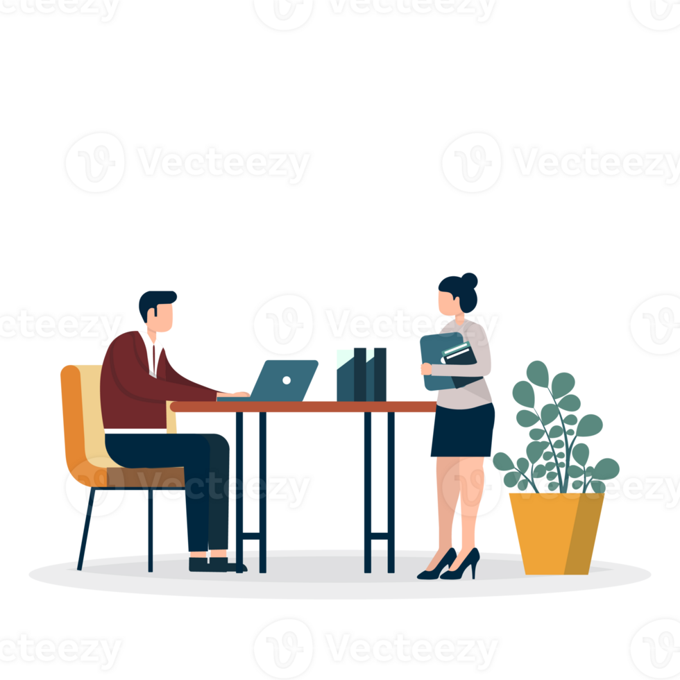 Man working and Woman Standing Working Peaple Working Illustration Fill Style png