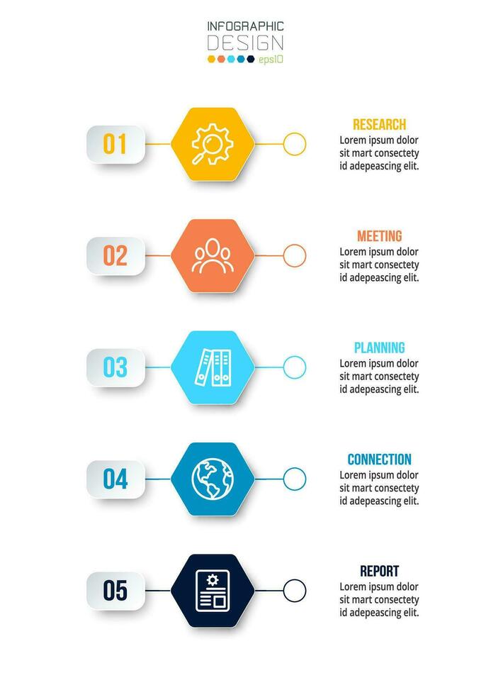 concepto de negocio de plantilla infográfica con flujo de trabajo. vector