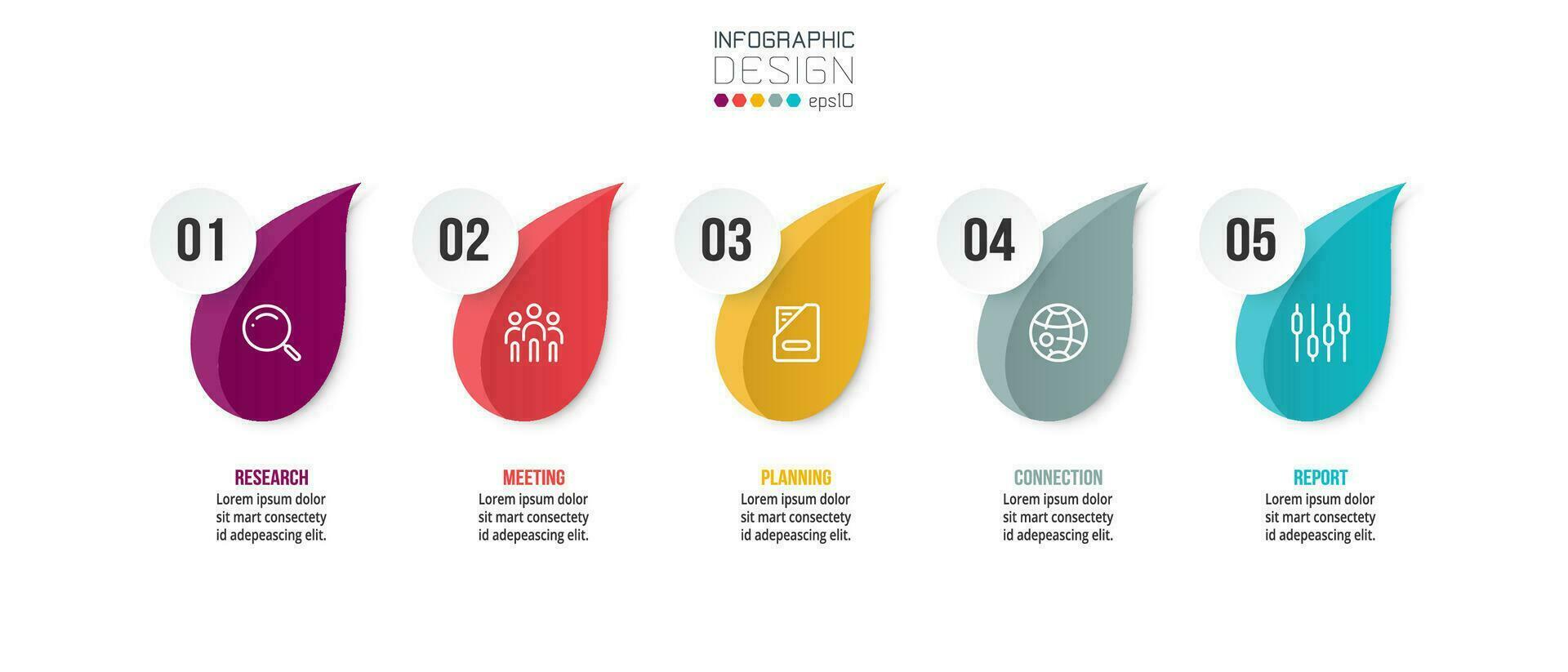 concepto de negocio de plantilla infográfica con paso. vector