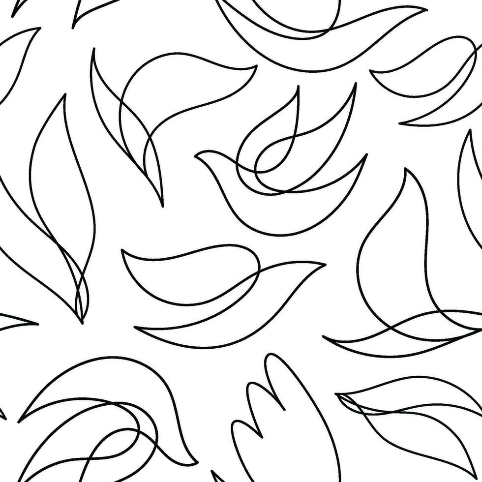 Vector seamless line birds pattern. Flying, freedom, peace minimalist background.