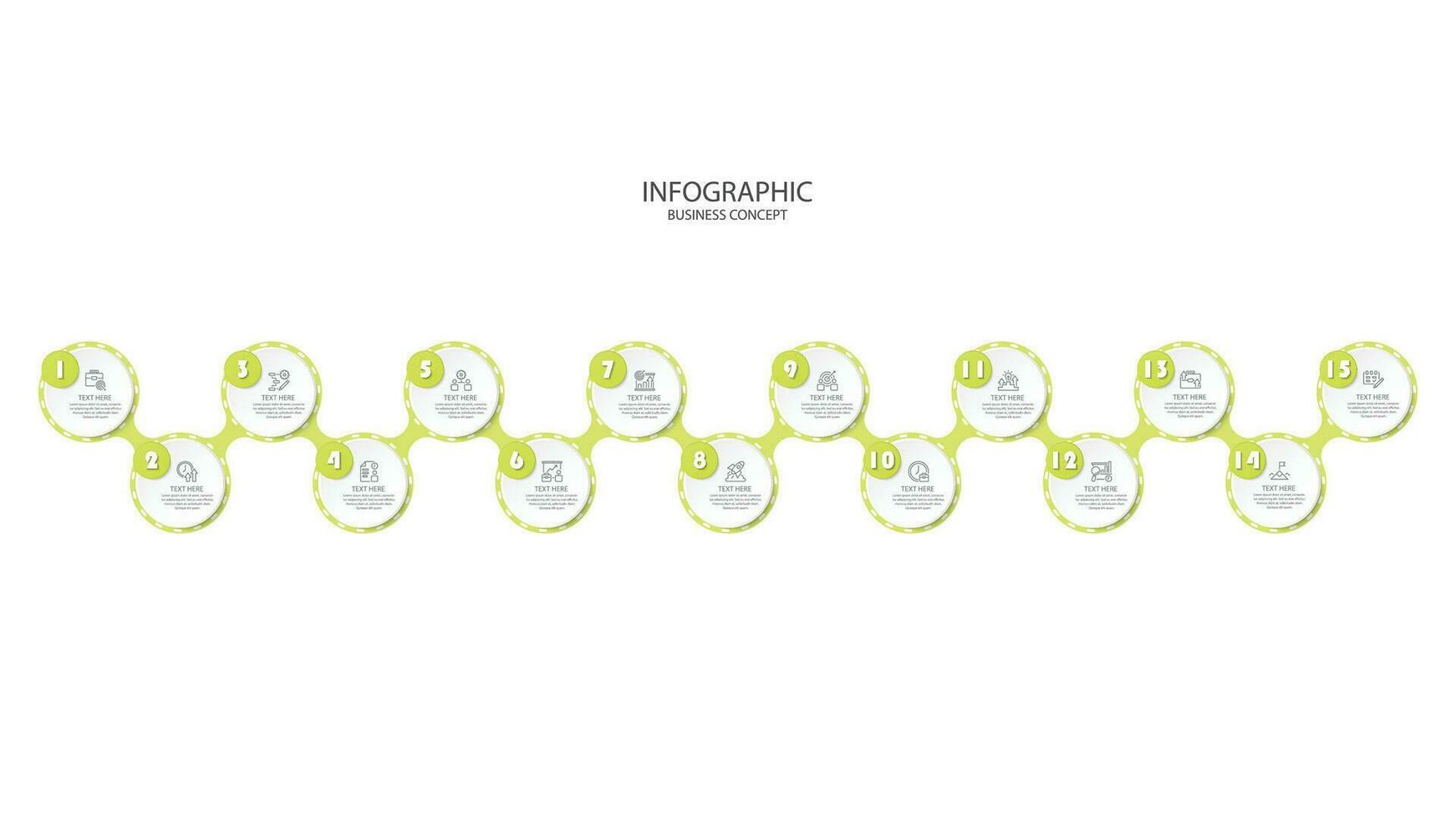 Infographic process design with icons and 15 options or steps. vector