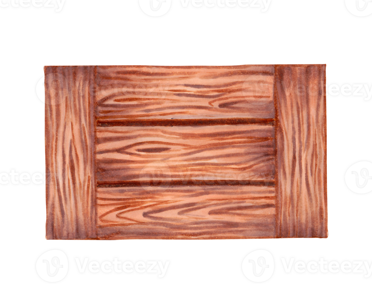 houten doos.voorkant uitzicht.houten structuur met scheuren.hand getekend.aquarel en markeerstift illustratie. png