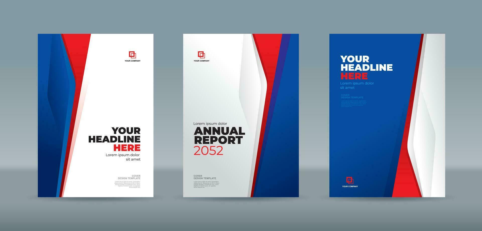 Blue white and red abstract shape on white blue gradation background. A4 size book cover template for annual report, magazine, booklet, proposal, portfolio, brochure, poster vector