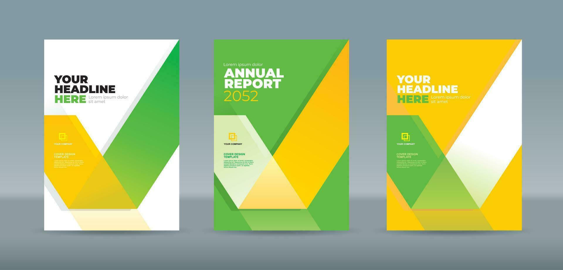 Modern folding ribbon theme book cover template in white, green, yellow color. A4 size book cover template for annual report, magazine, booklet, proposal, portfolio, brochure, poster vector