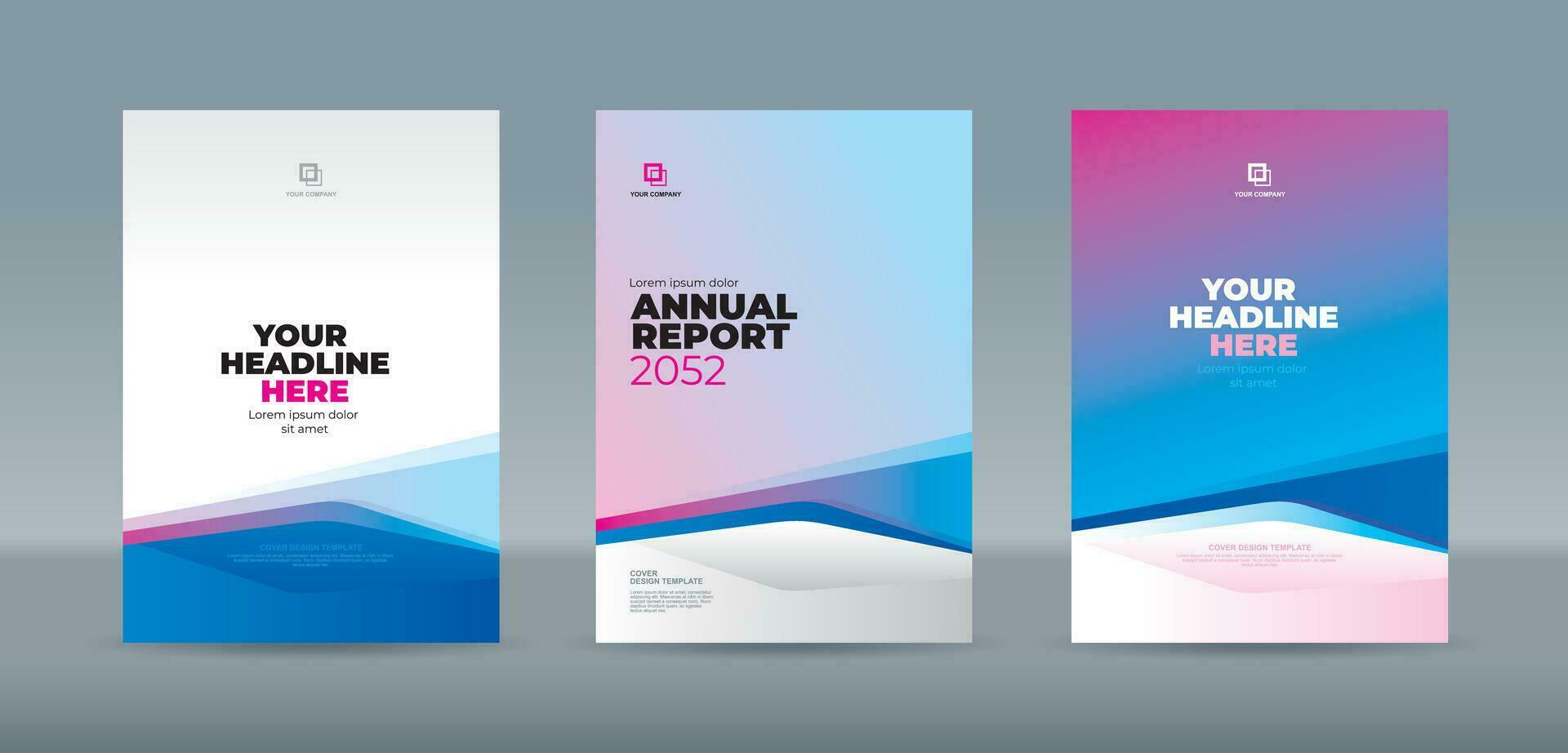 Blue white and magenta abstract shape on white cyan magenta gradation background. A4 size book cover template for annual report, magazine, booklet, proposal, portfolio, brochure, poster vector