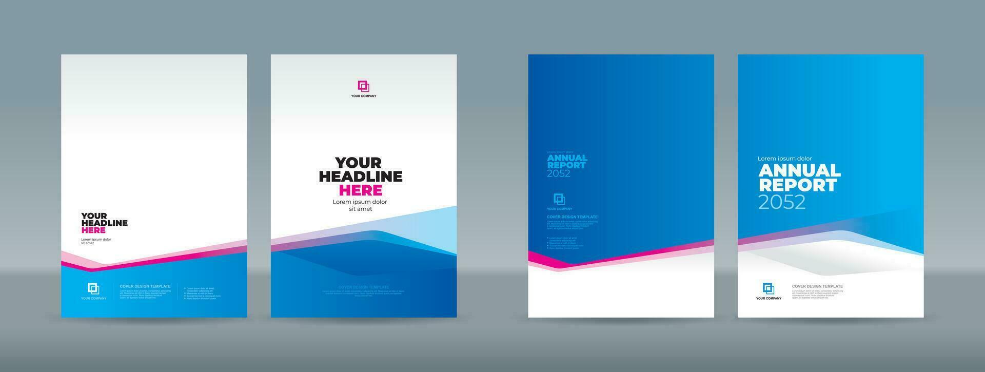 Blue white and magenta abstract shape on white blue gradation background. A4 size book cover template for annual report, magazine, booklet, proposal, portfolio, brochure, poster vector