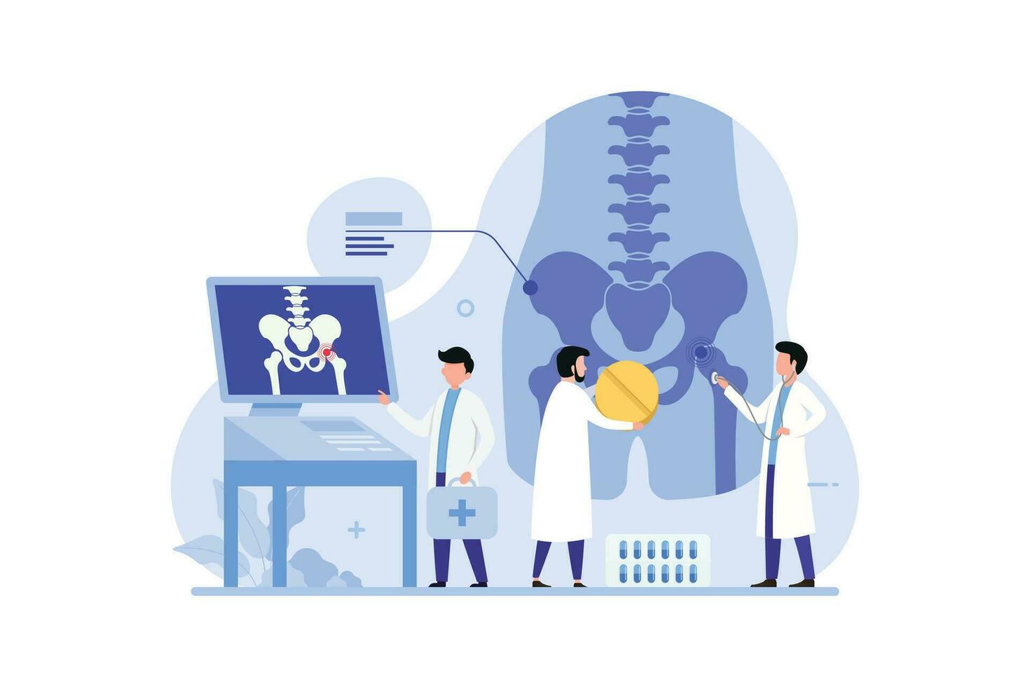 Pain and inflammation in the pelvis illustration concept vector