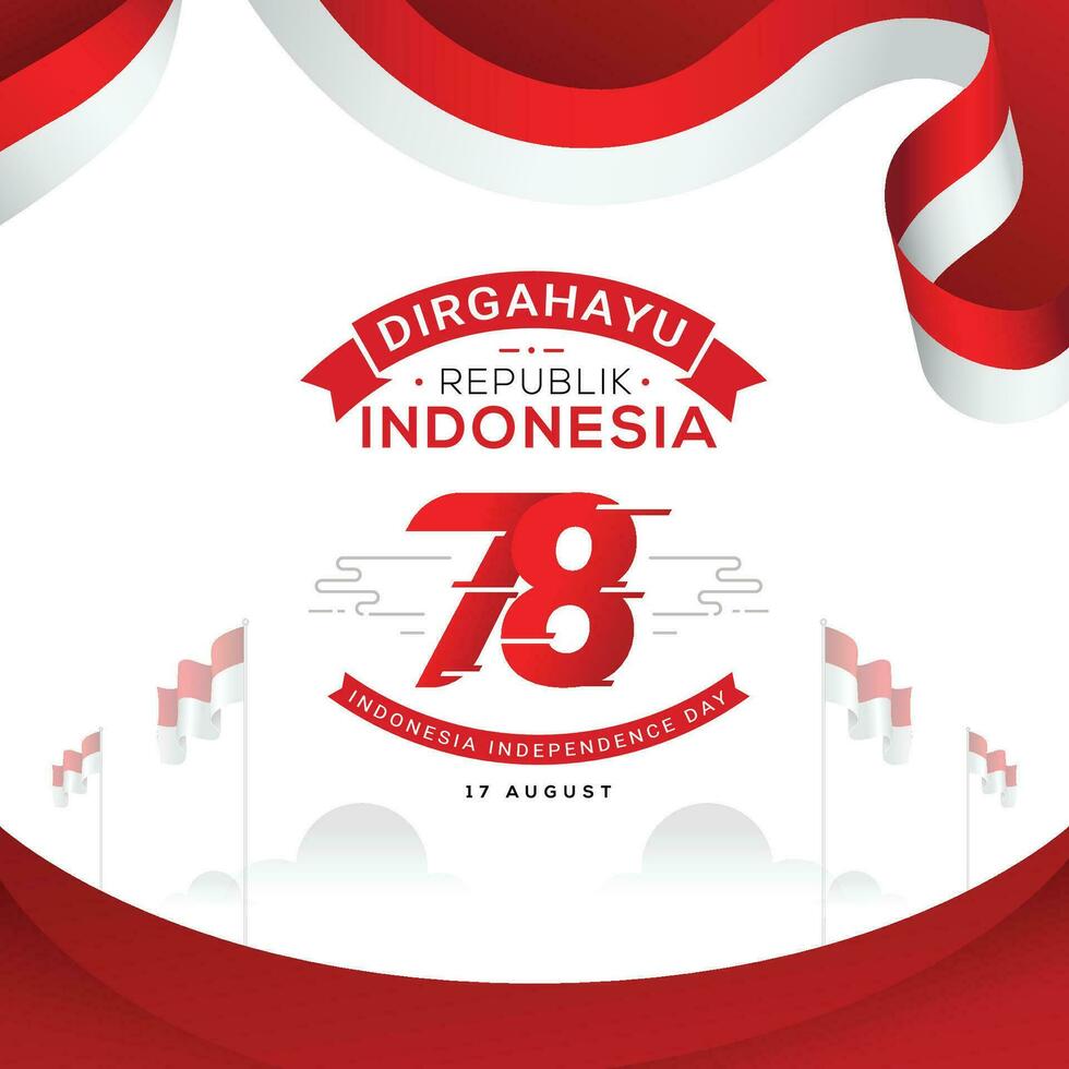 indonesio independencia día póster y bandera celebracion 17 agosto vector