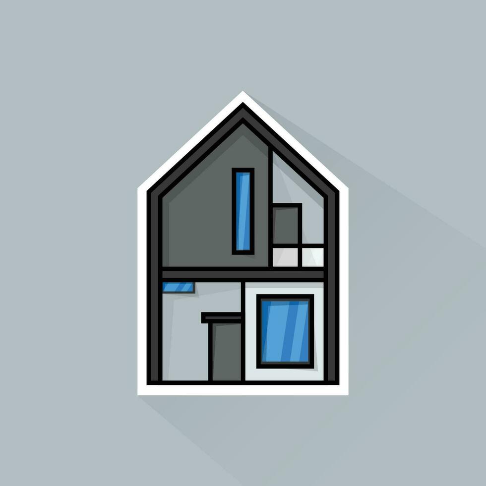 Illustration Vector of Gray Modern House in Flat Design