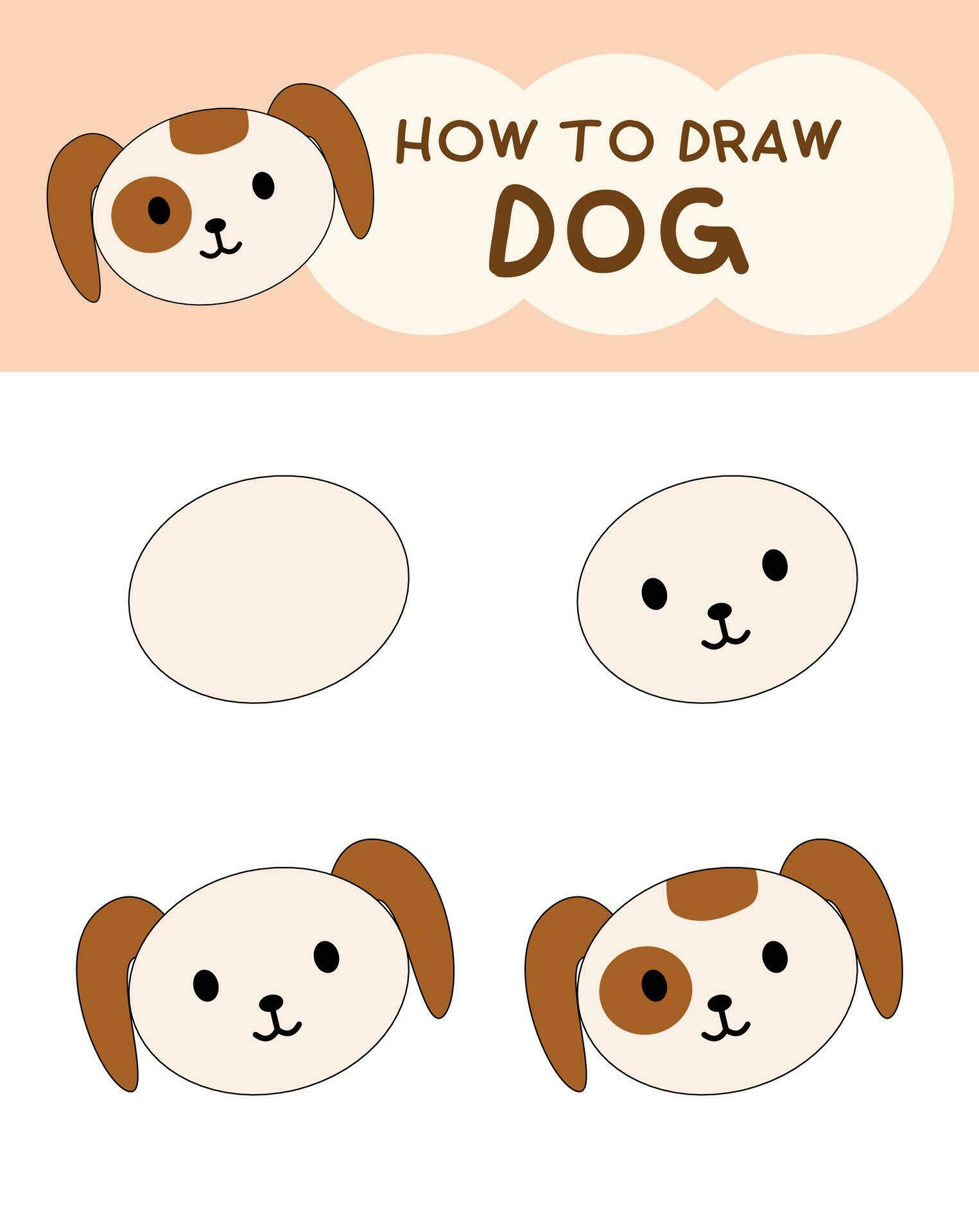 How to draw cute dog cartoon step by step for illustration, education ...