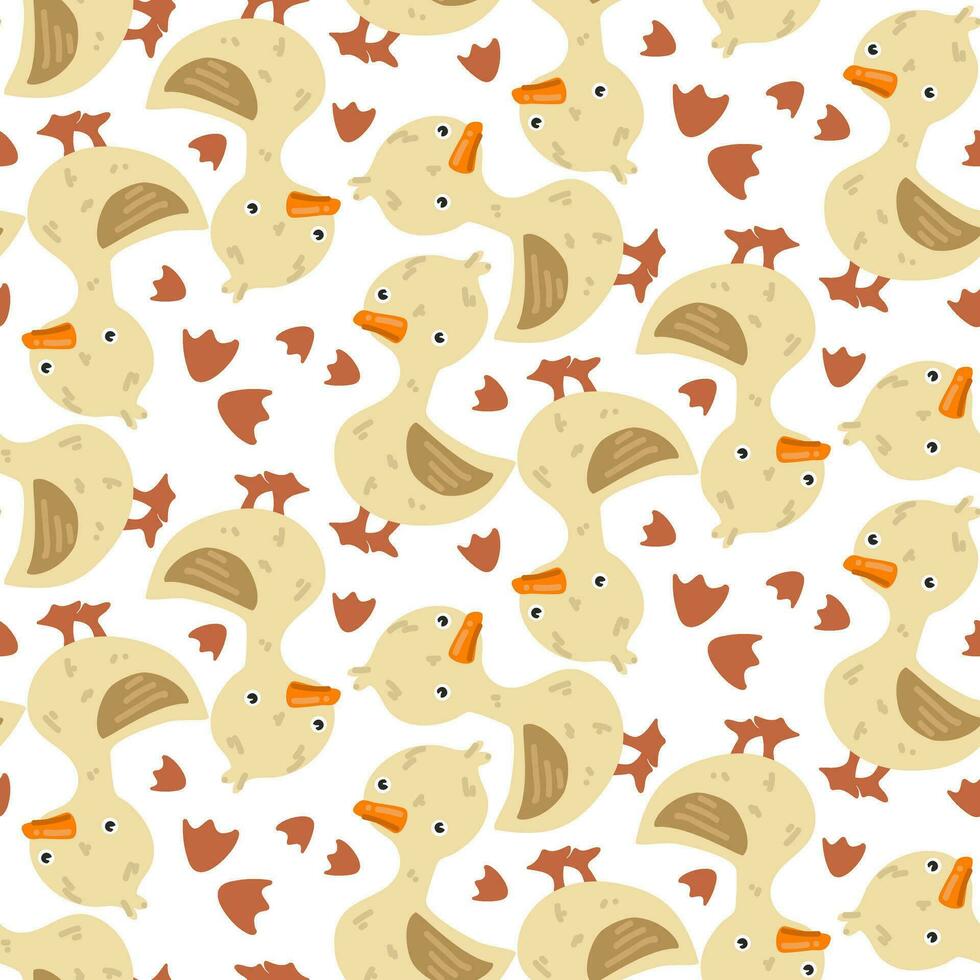 Cartoon yellow goose pattern in different turns. Goose, duck, pet, farm. Printing on textiles and paper vector