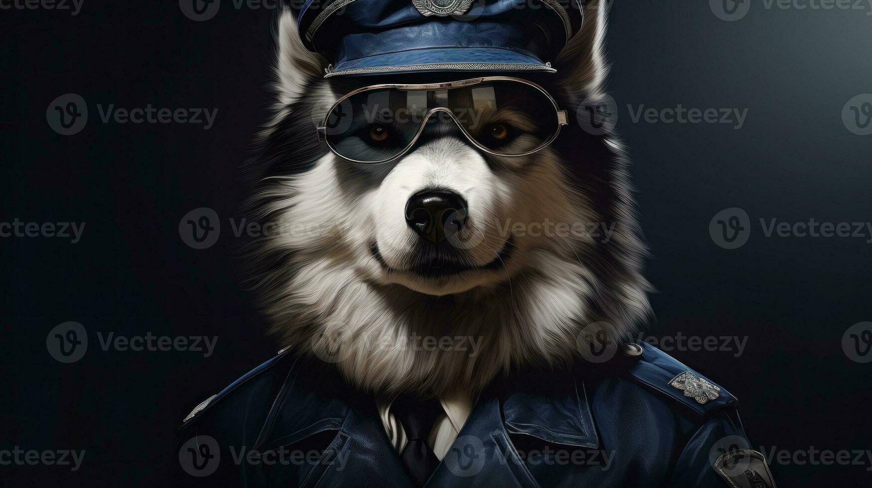 Alaska malamute perro en un policía traje y atuendo ilustración, Alaska malamute gracioso perro cachorro, Alaska malamute un es un gracioso perro mascota son gracioso perro, gracioso animales, generativo ai foto