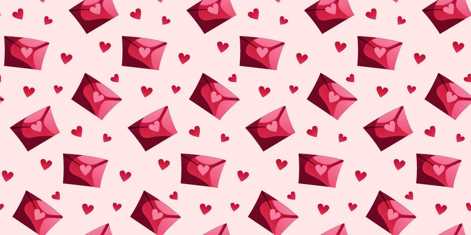 Envelopes on Valentine s Day, seamless pattern. vector. Can be used to create charming and romantic designs for greeting cards, gift wrapping, stationery, or other love-themed materials. vector