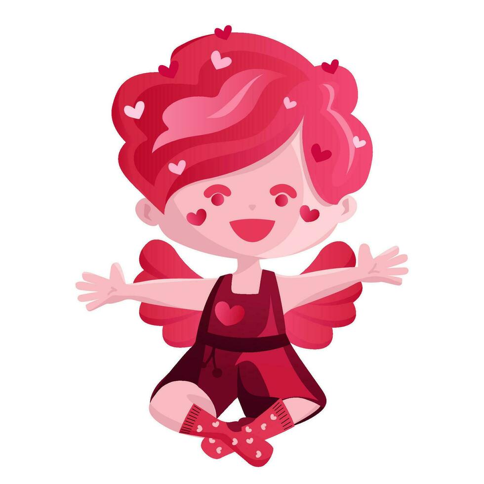 Cute pink cupid vector. This cute pink cupid vector illustration can be used to add a touch of love and romance to Valentine s Day cards, wedding invitations, or any other romantic-themed designs.