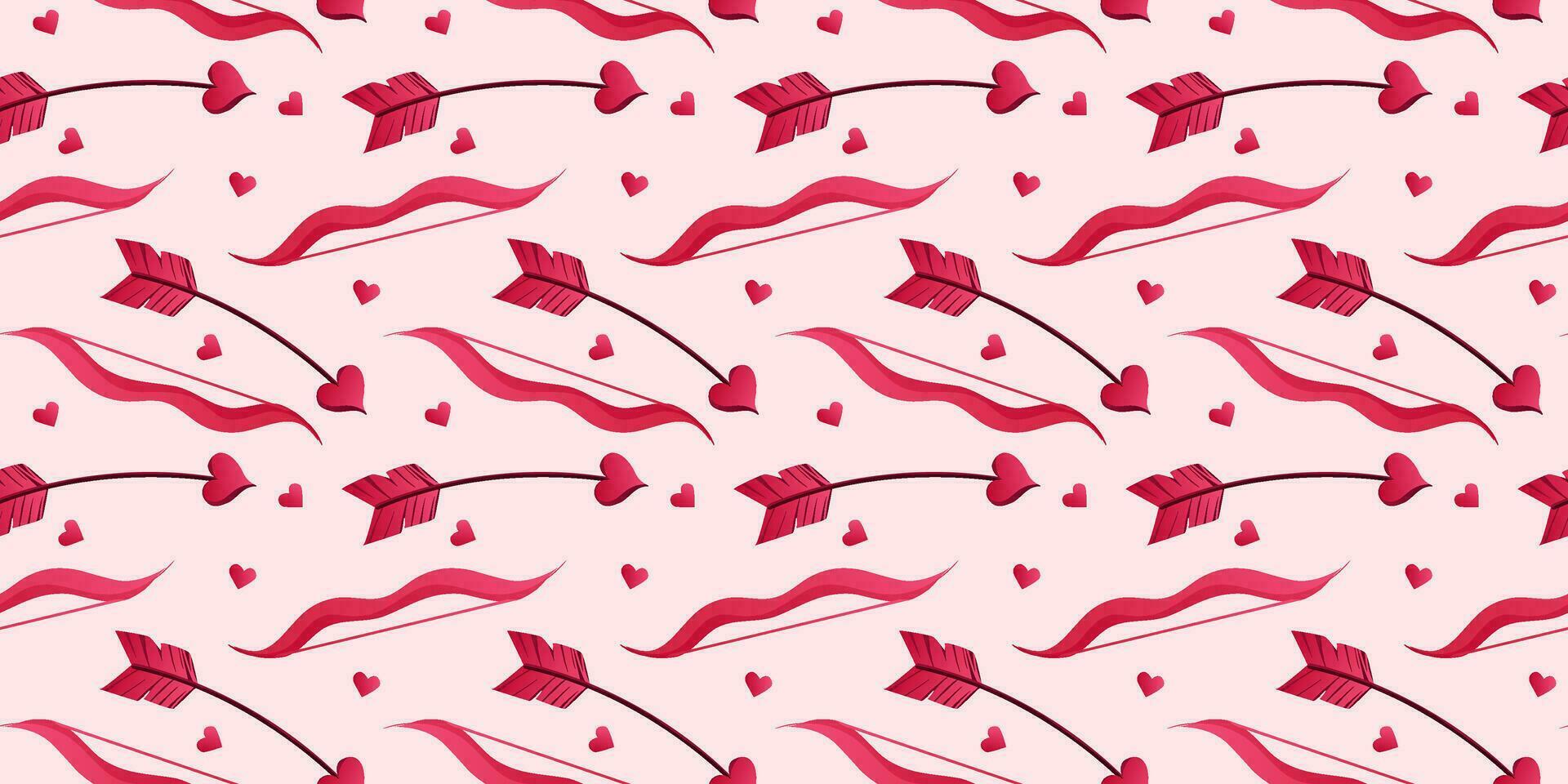 Valentine s Day seamless pattern. Cupid s trills and bow. Vector. Can be used to create charming and romantic designs for greeting cards, gift wrapping, stationery, or other love-themed materials. vector