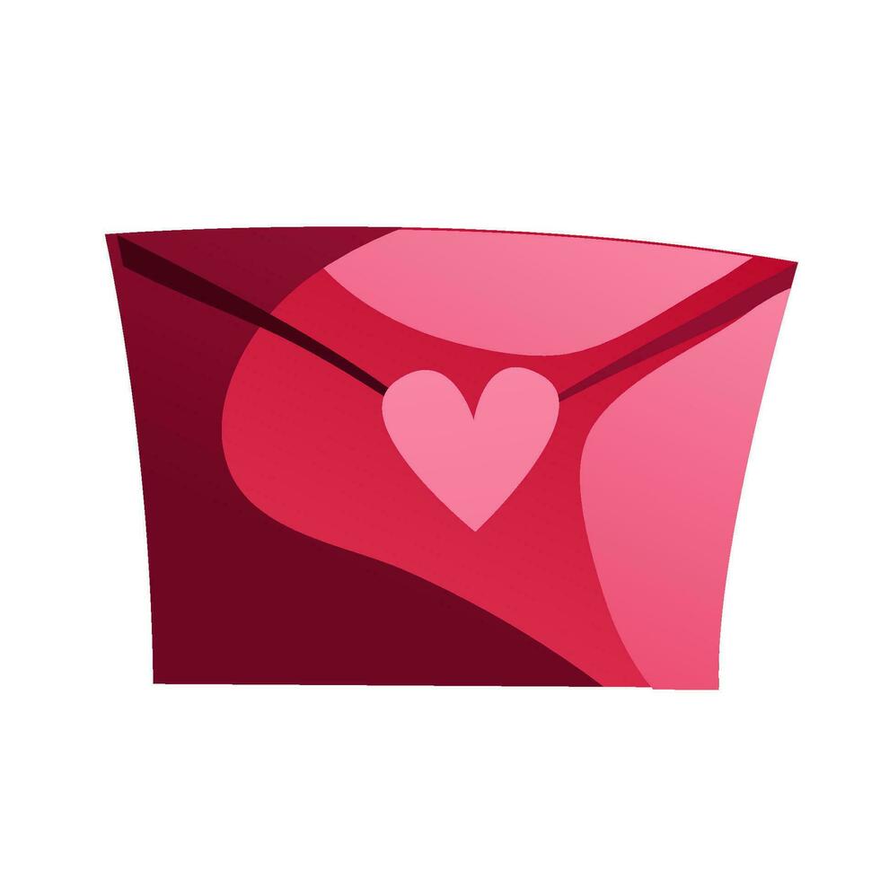 Valentine s letter. Pink envelope with a heart on a white background. Vector, cartoon style. can be used to create charming and romantic Valentine s Day cards, gift tags vector