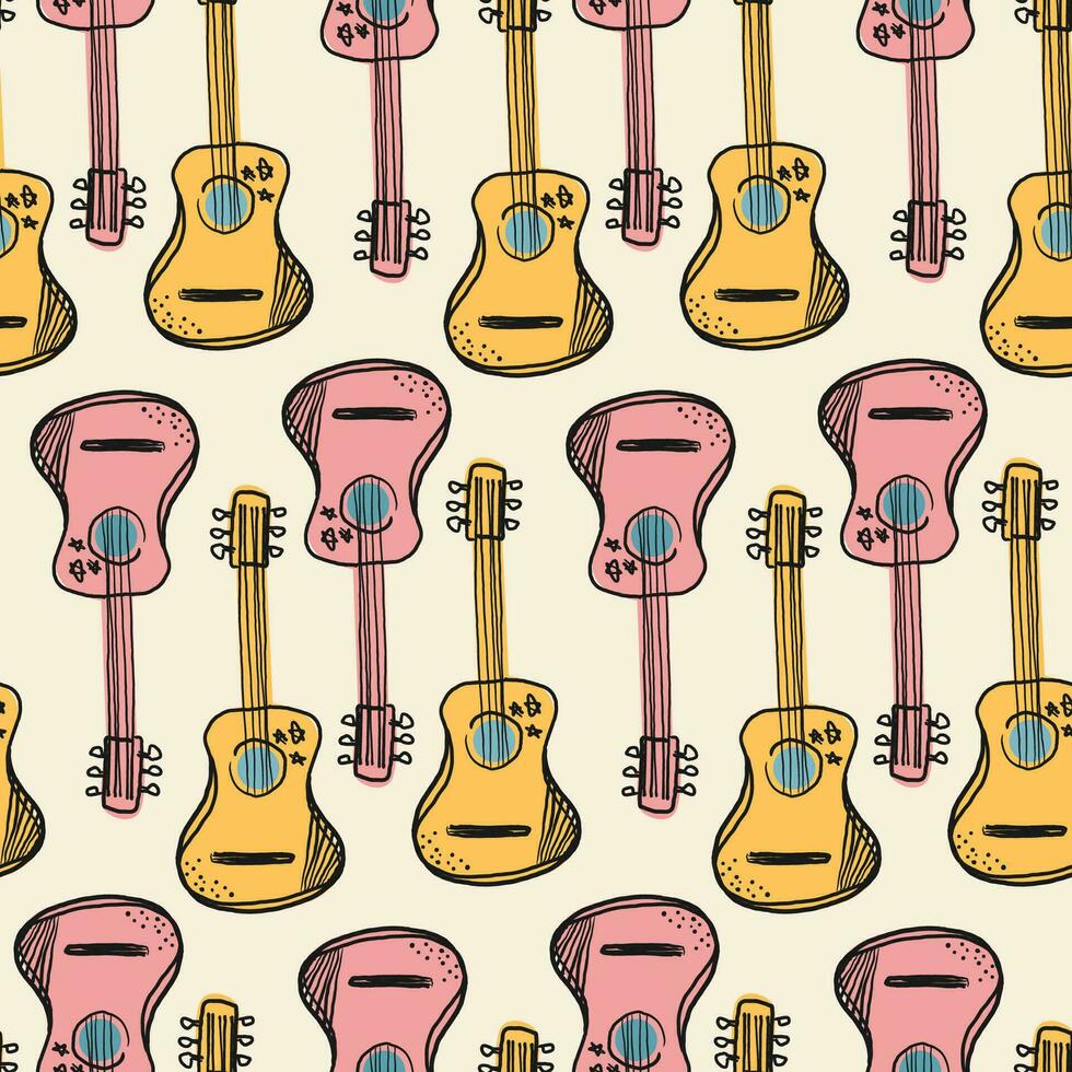 el guitarra es un sin costura modelo en vaquero estilo. vector ilustración. lata ser usado para relacionado con la música mercancías, de temática occidental decoraciones, o promocional materiales para país música eventos