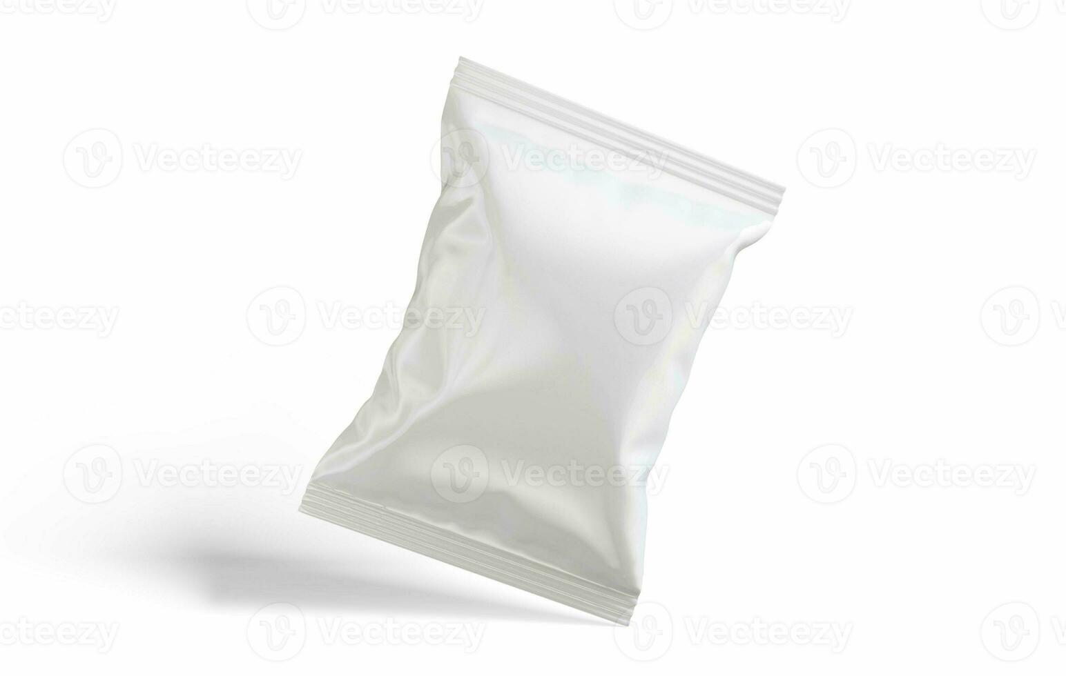 Potato chips packaging white color and rendered with 3D software photo