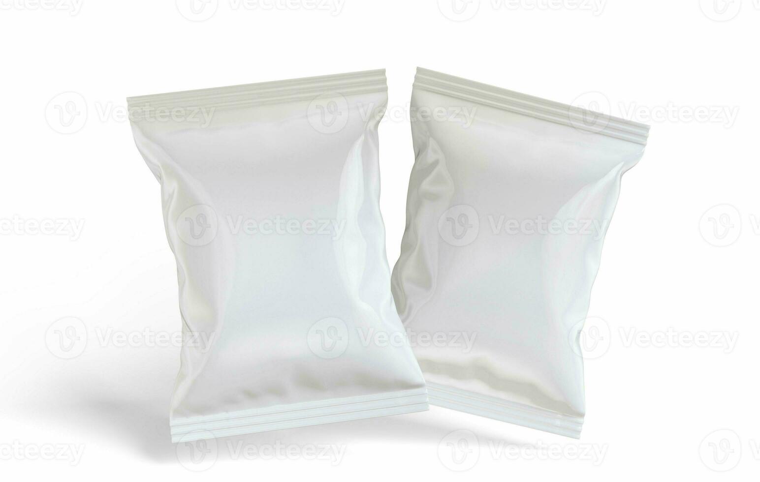 Potato chips packaging white color and rendered with 3D software photo