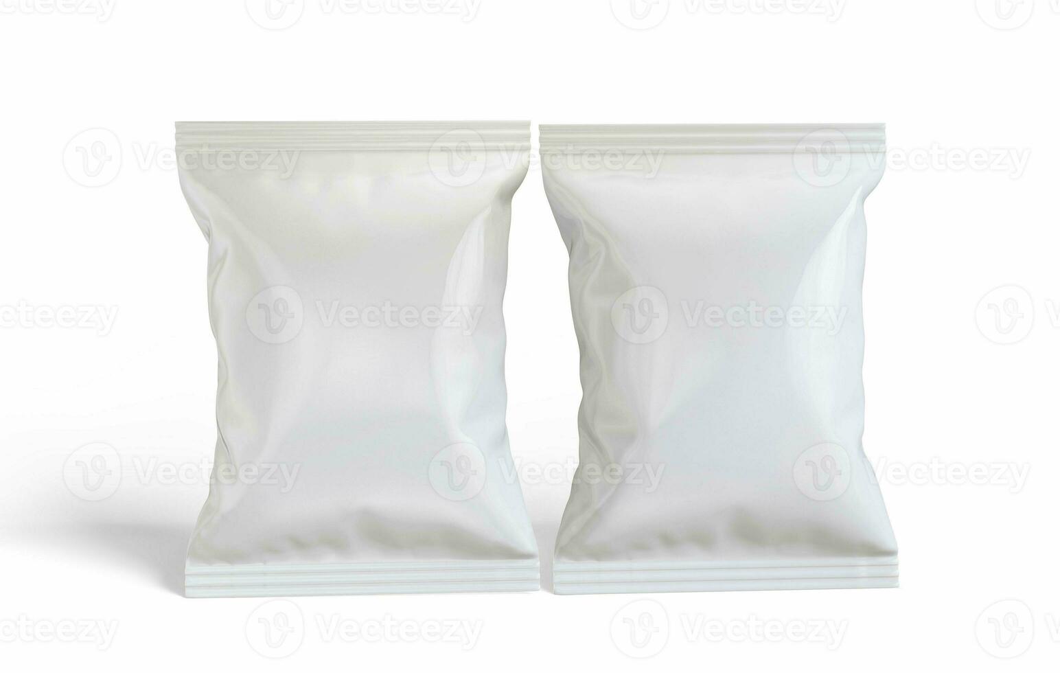 Potato chips packaging white color and rendered with 3D software photo