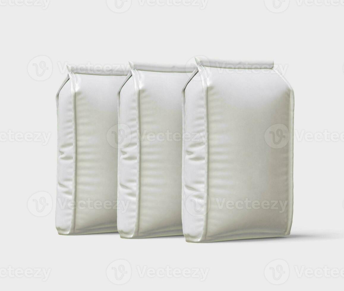 Pouch packaging white color and craft paper or cartoon realistic texture photo