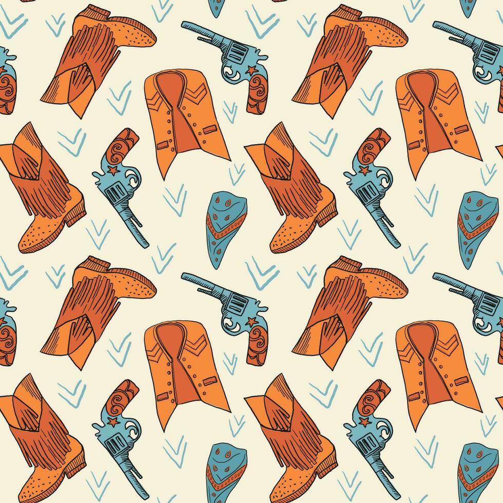 Cowgirl western theme, wild west concept seamless pattern. Home decor, Textile design, Wrapping paper, Stationery, Scrapbooking, Digital wallpapers, Website backgrounds. Vector illustration.