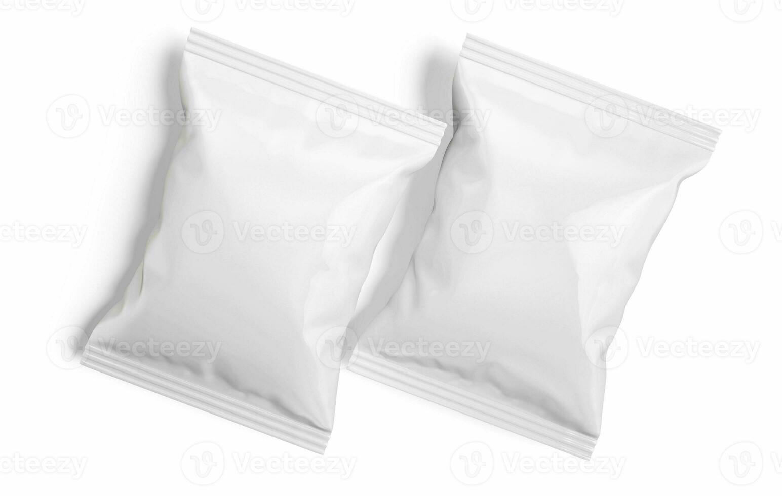 Potato chips packaging white color and rendered with 3D software photo