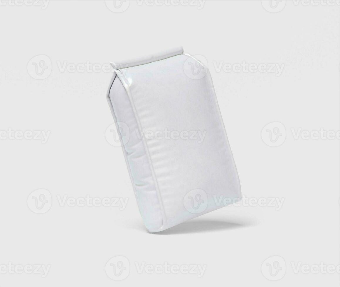 Pouch packaging white color and craft paper or cartoon realistic texture photo