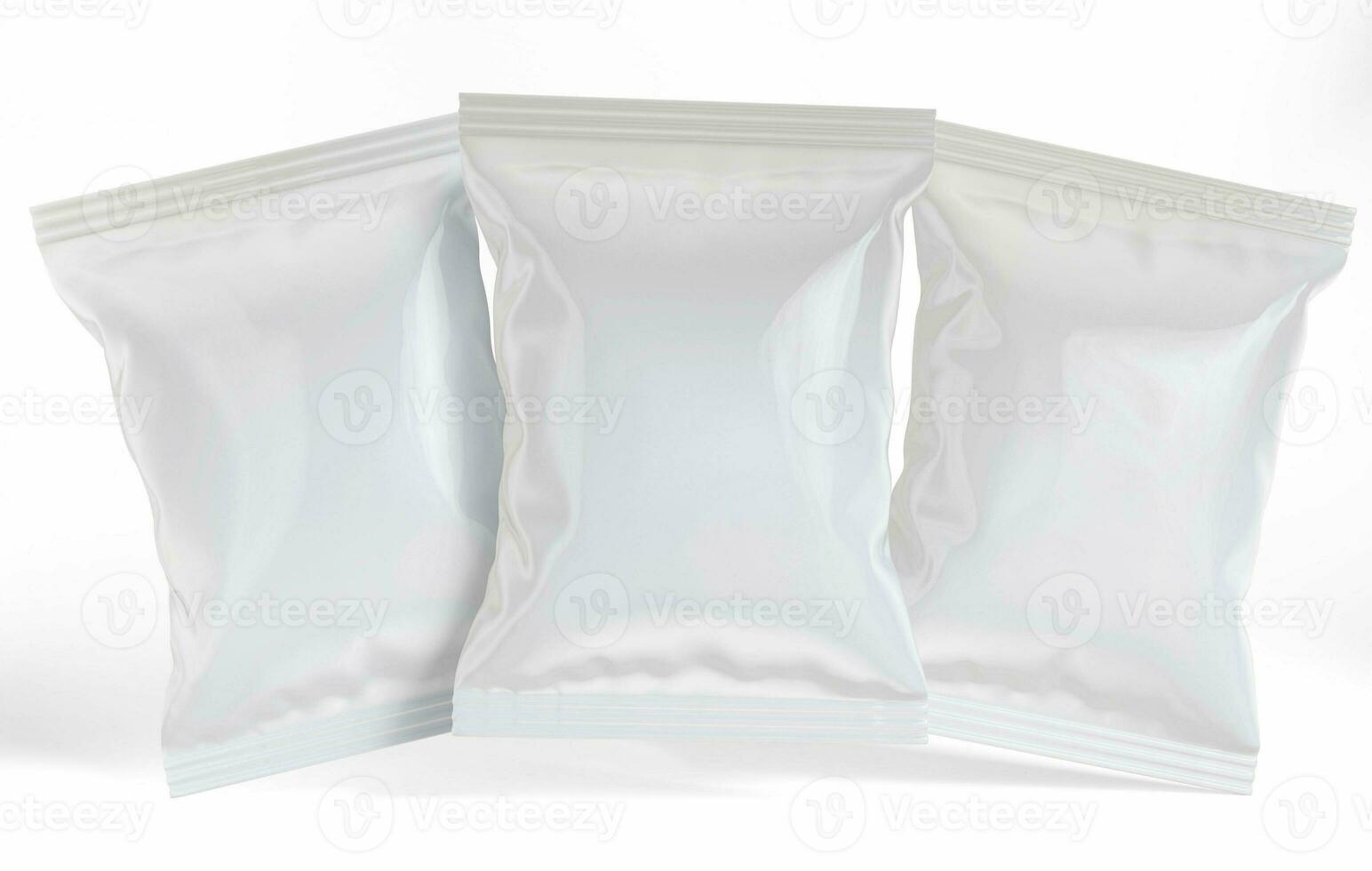 Potato chips packaging white color and rendered with 3D software photo