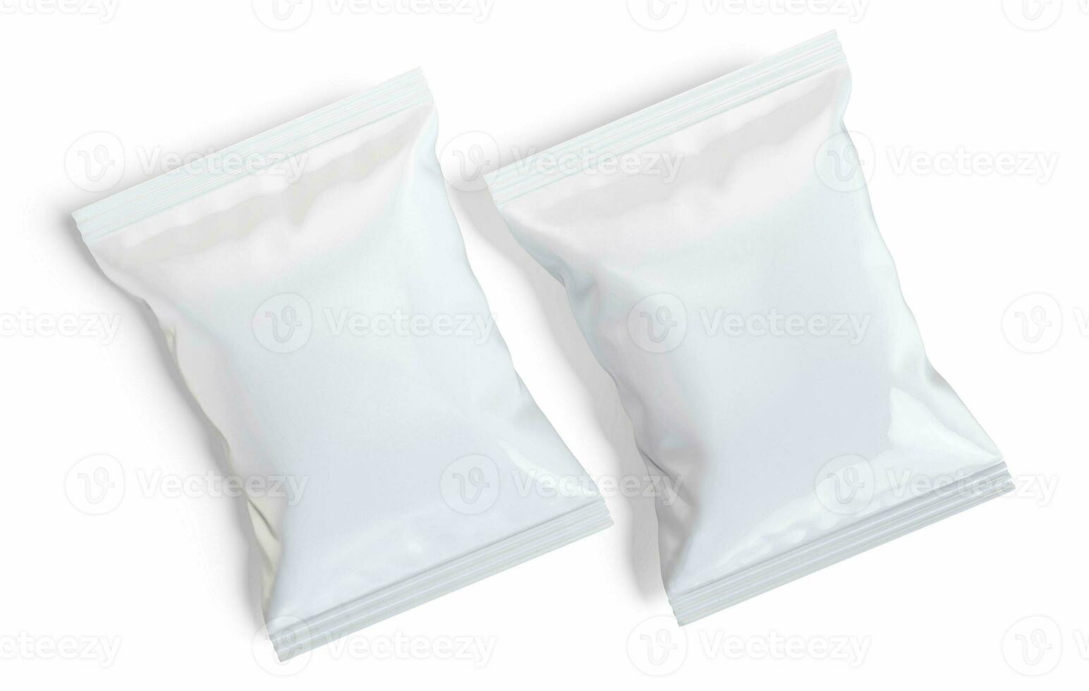 Potato chips packaging white color and rendered with 3D software photo