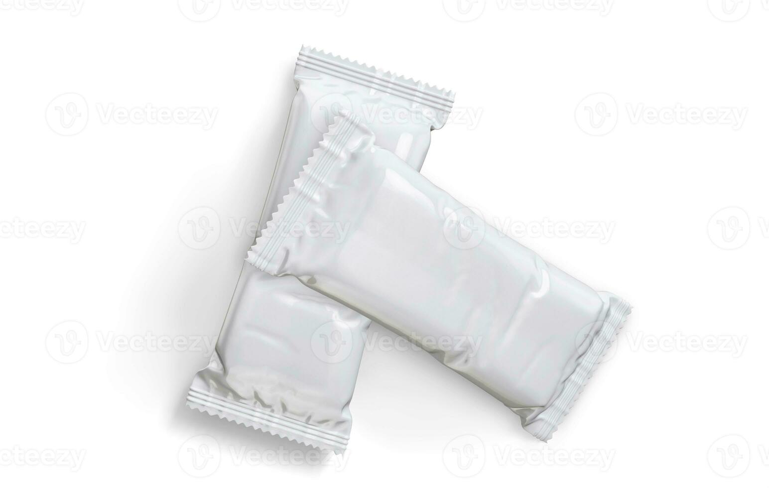 Protein bar package white color rendered with 3D software photo